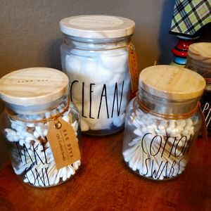 Rae Dunn powder room jars